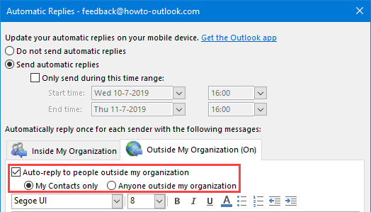 trun off autoreply from outlook for mac
